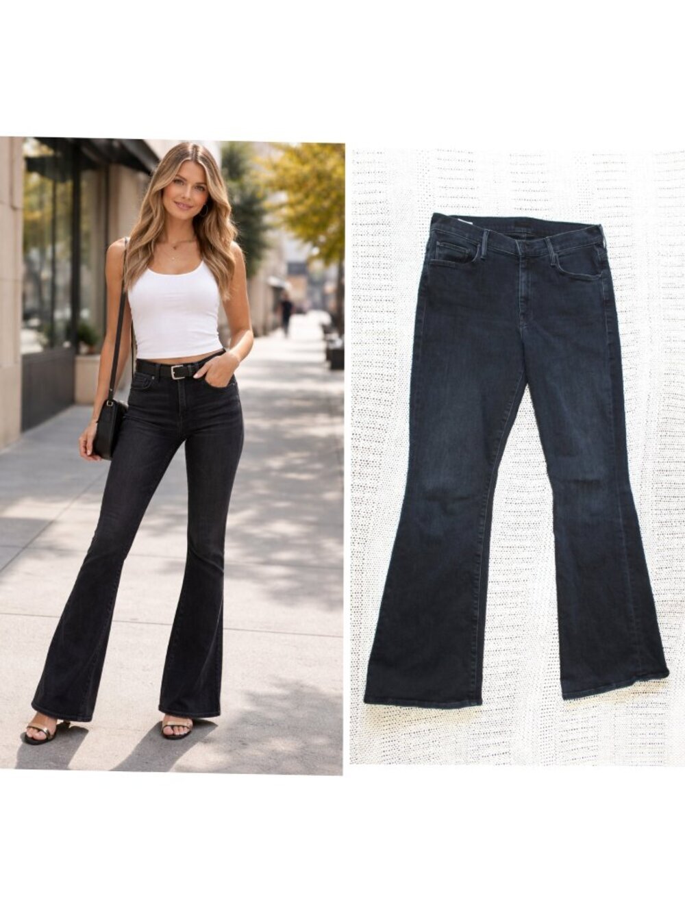 Mother The Weekender Blackbird Flare Jeans size W29/30 Cotton Cowgirl USA Casual